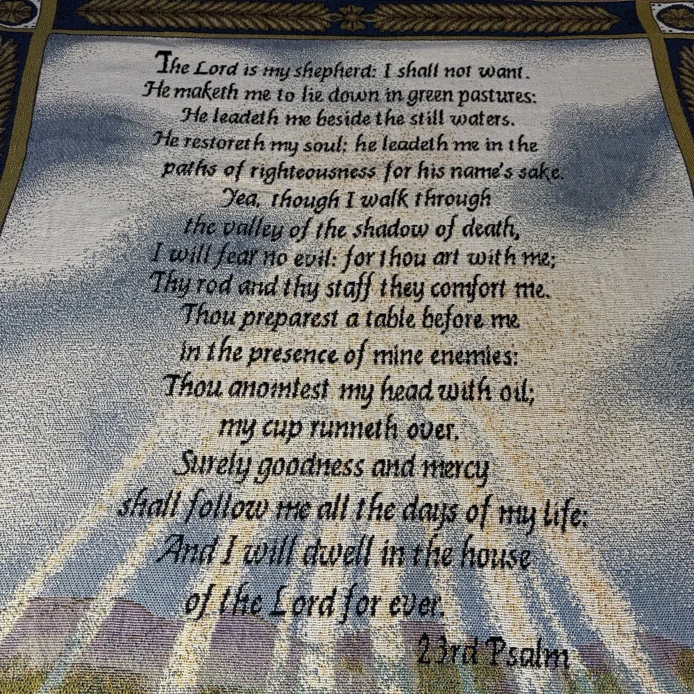 Manual Woodworkers 23rd Psalm Tapestry Throw Blanket 50x60 Christian Sheep